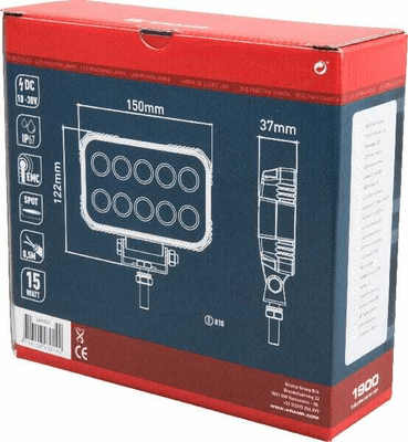 Pièces agricoles - Eclairage - Phare de travail LED rectangulaire 15W 1900lm, 10/30V, 150x37x100mm faisceau large 10 LED Kramp