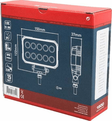 Pièces agricoles - Eclairage - Phare de travail LED rectangulaire 15W 1900lm, 10/30V, 150x37x100mm faisceau large 10 LED Kramp
