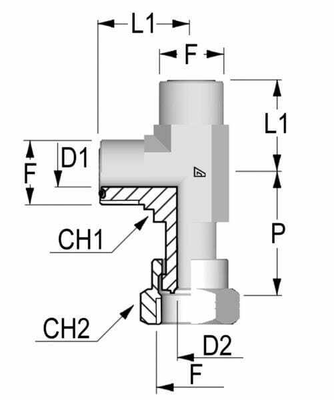 Pièces agricoles - Hydraulique - Raccord T renverse orientable 13/16 ORFS