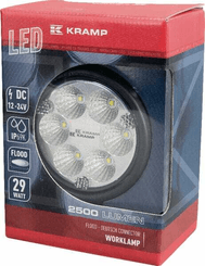 Pièces agricoles - Eclairage - Phare de travail LED rond 29W 2500lm, 10/30V, Ø 117mm faisceau large prise Deutsch 6 LED Kramp