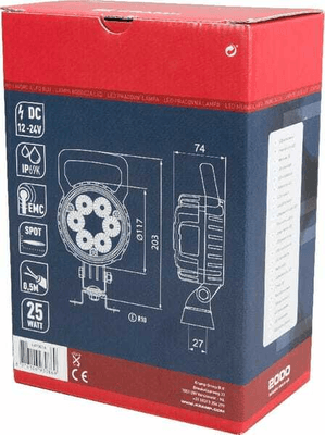 Pièces agricoles - Eclairage - Phare de travail LED rond 25W 2000lm, 10/30V, Ø 117mm très longue portée 6 LED Kramp