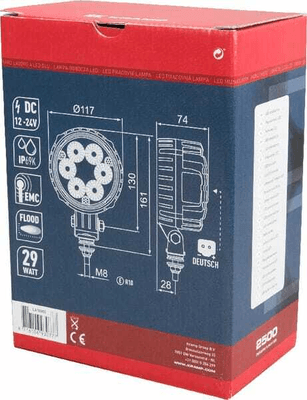 Pièces agricoles - Eclairage - Phare de travail LED rond 29W 2500lm, 10/30V, Ø 117mm faisceau large prise Deutsch 6 LED Kramp
