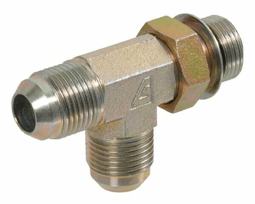 Pièces agricoles - Hydraulique - Raccord T renverse orientable JIC/BSP 7/8 - 1/2