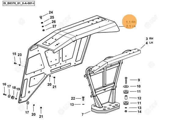 Pièces agricoles - Cabine et structure - AILE Deutz-Fahr origine