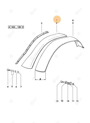 Pièces agricoles - Cabine et structure - garde-boue non peint dx/rh/re Deutz-Fahr origine