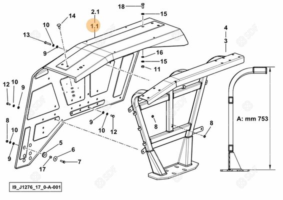 Pièces agricoles - Cabine et structure - AILE Deutz-Fahr origine