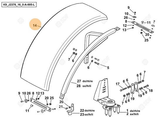 Pièces agricoles - Cabine et structure - AILE Deutz-Fahr origine