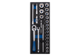 Module mousse + PP 23 pièces douilles 3/8" et accessoires