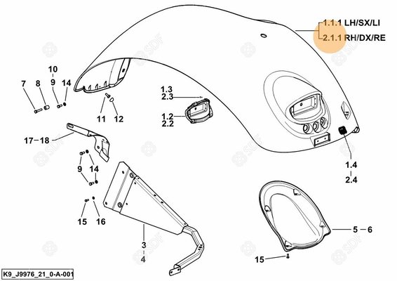 Pièces agricoles - Cabine et structure - garde-boue non peint dx/rh/re Deutz-Fahr origine