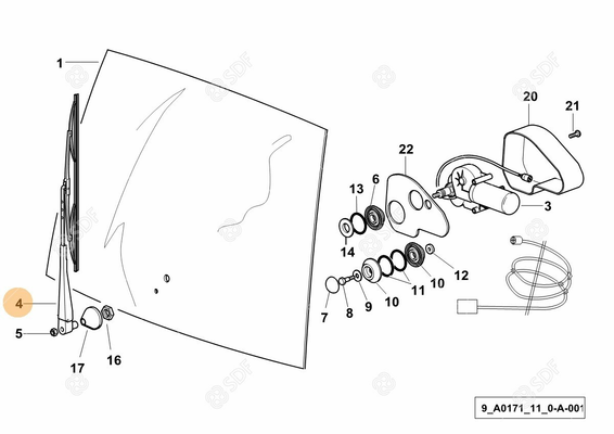 Pièces agricoles - Cabine et structure - ESSUIE-GLACE Deutz-Fahr origine