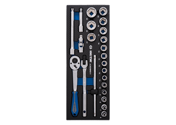 Outils - Outils divers - Module mousse + PP 23 pièces douilles 3/8" et accessoires