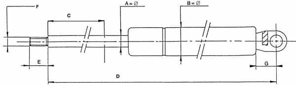 Pièces agricoles - Pièce divers - Vérin à gaz L193,5-400N Stabilus