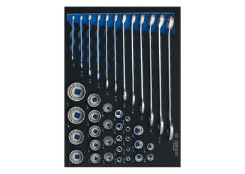 Outils - Outils divers - Module mousse + PP douilles et clés mixtes en pouces 1/2"+1/4" 40 pcs