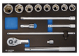 Module mousse + PP 14 pièces douilles 3/4" et accessoires