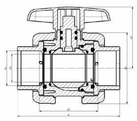 Pièces agricoles - Hydraulique - Robinet en PVC DIL 90 x 90