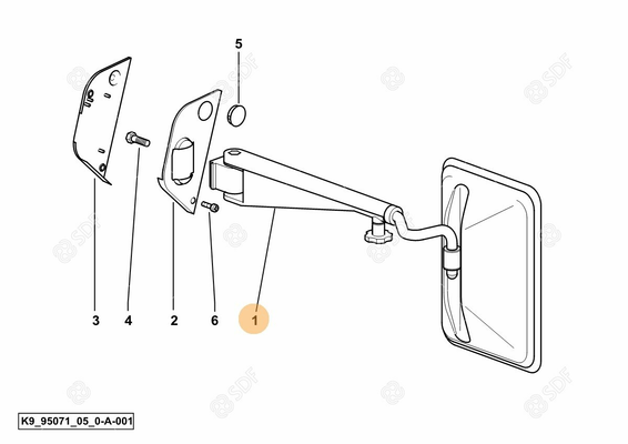 Pièces agricoles - Cabine et structure - rétroviseur sx/lh/li Deutz-Fahr origine