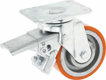 Roue pivotante, roue en polyuréthane : Ø100x30mm, Fixation de plaque: 105x85mm Load: 200kg, Ro-Carr