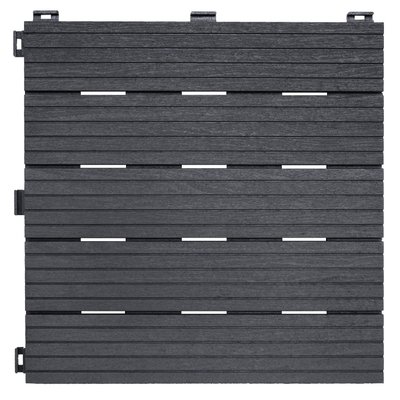 Decoration exterieure - Dalles et bordures - DALLE TERRASSE GRISE 45X45CM ASPECT BOIS EN CAOUTCHOUC
