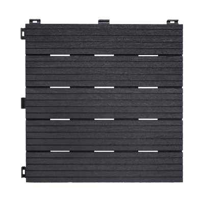 Decoration exterieure - Dalles et bordures - DALLE TERRASSE GRISE LOT DE 6 30X30CM EN CAOUTCHOUC