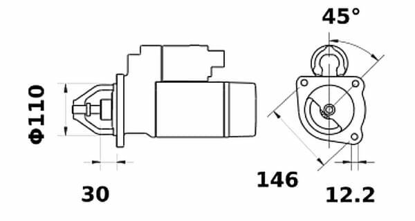 Pièces agricoles - Eclairage - Demarreur réducteur 12V 4,2kW 9 dents avec réducteur CW, Mahle