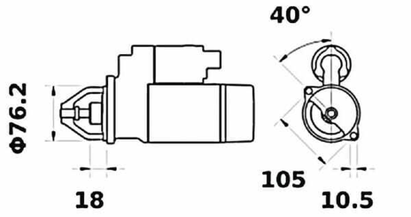 Pièces agricoles - Eclairage - Démarreur 12V 1,1kW 9 dents CW, Mahle