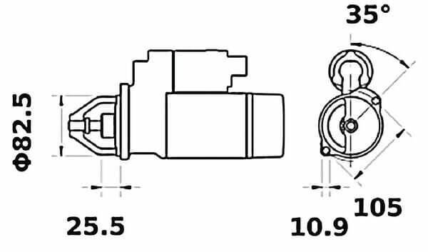 Pièces agricoles - Eclairage - Démarreur 12V 2,6kW, 9-dents CW, Mahle