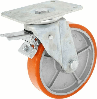 Pièces agricoles - Outils atelier - Roue pivotante, roue en polyuréthane : Ø250x50mm, Fixation de plaque: 200x160mm Load: 1200kg, Ro-Carr