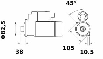 Pièces agricoles - Eclairage - Démarreur 12V 3.2kW 10 dents, CW, Mahle