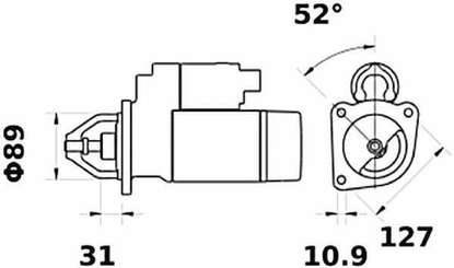 Pièces agricoles - Eclairage - Démarreur 12V 3,0kW 9 dents, CW, Mahle