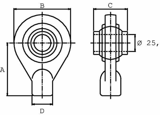 Pièces agricoles - Hydraulique - Extrémité de rotule G25.7 L=65