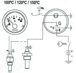 Pièces agricoles - Eclairage - Indicateur de température 150ºC 12V 52mm