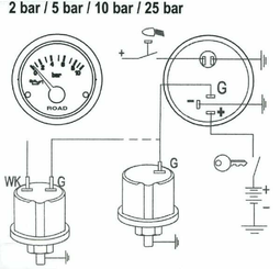 Pièces agricoles - Eclairage - Indicateur de pression d'huile Ø52 24V 0-10 Bar