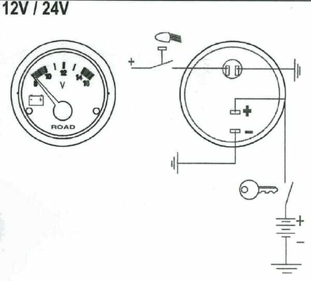 Pièces agricoles - Eclairage - Indicateur Voltmètre 18-32V Ø52