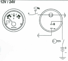 Pièces agricoles - Eclairage - Indicateur Voltmètre 18-32V Ø52