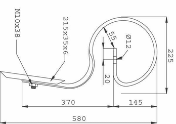 Pièces agricoles - Travail du sol - Dent à ressort 32x12x590mm droit avec pointe
