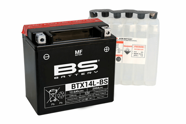 Pièces Quad & Motos - Electrique - Batterie BS BATTERY sans entretien livrée avec pack acide - BTX14L-BS