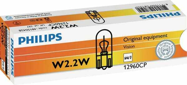 Pièces agricoles - Eclairage - Ampoule conventionnelle W2.2W 12V 2.2W W2.1x9.5d Philips