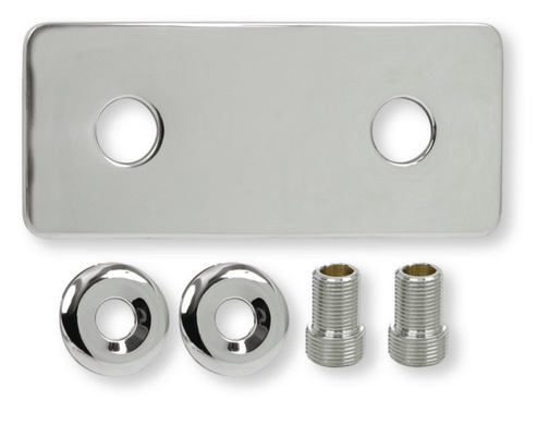 Plomberie - Joints et accessoires de plomberie - Plaque finition inox kit plaque de plâtre robinetterie entraxe 150 mm. (par 1)