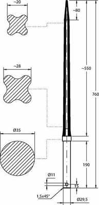 Pièces agricoles - Fenaison & élevage - Dent de chargeur 30x760 P11