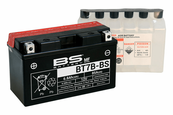 Pièces Quad & Motos - Electrique - Batterie BS BATTERY sans entretien avec pack acide - BT7B-BS