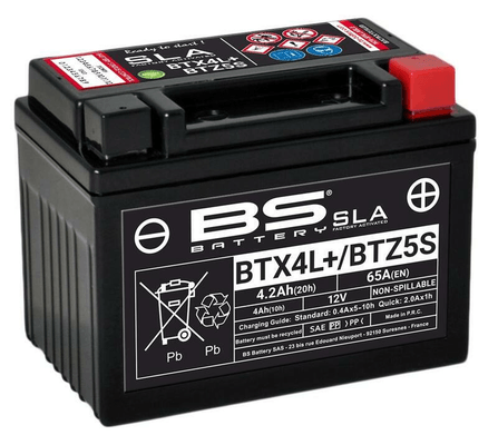 Pièces Quad & Motos - Electrique - Batterie BS BATTERY SLA sans entretien activé usine - BTX4L+ / BTZ5S