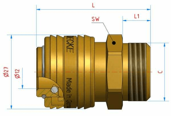 Pièces agricoles - Pièce pneumatique - Raccord rapide 1/2", mâle