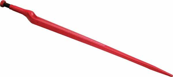 Pièces agricoles - Fenaison & élevage - Dent chargeur 70mm double T section 36M22X1,5 mm, extrémité pointue avec écrou M22X1,5 mm, rouge