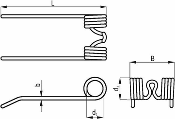 Pièces agricoles - Fenaison & élevage - Dent flexible pour ramasseuse, 168x63x27,5 Ø 5,5