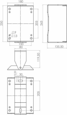 Pièces agricoles - Hydraulique - Support mural 140x204mm inox