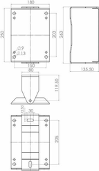 Pièces agricoles - Hydraulique - Support mural 140x204mm inox