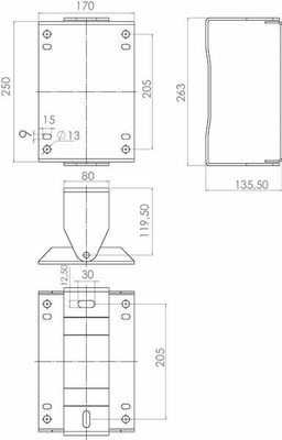 Pièces agricoles - Hydraulique - Support mural 140x204mm inox