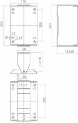 Pièces agricoles - Hydraulique - Support mural 140x204mm inox