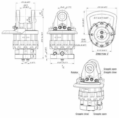 Pièces agricoles - Hydraulique - Rotator 160kN Bride 6x17mm ron