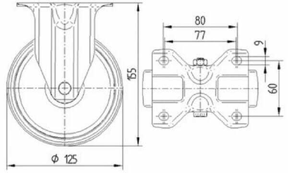 Pièces agricoles - Outils atelier - Roulettes fixes en acier inoxydable à bandage en matière synthétique
